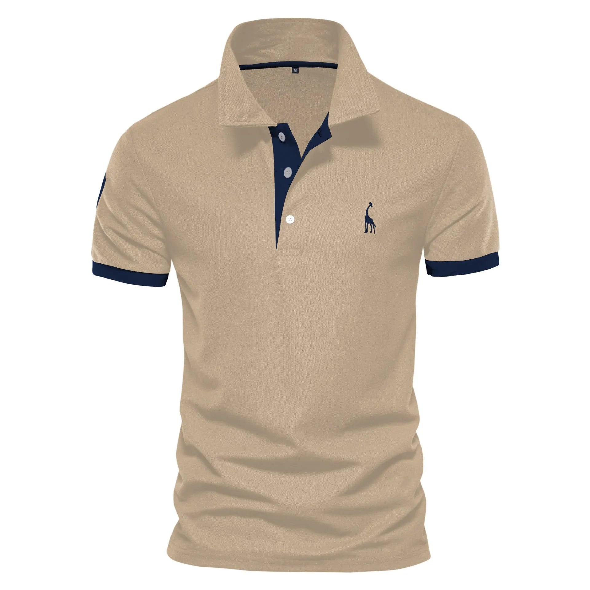 Men's slim fit T-shirt with embroidered deer pattern on chest, shown in multiple colour options.
