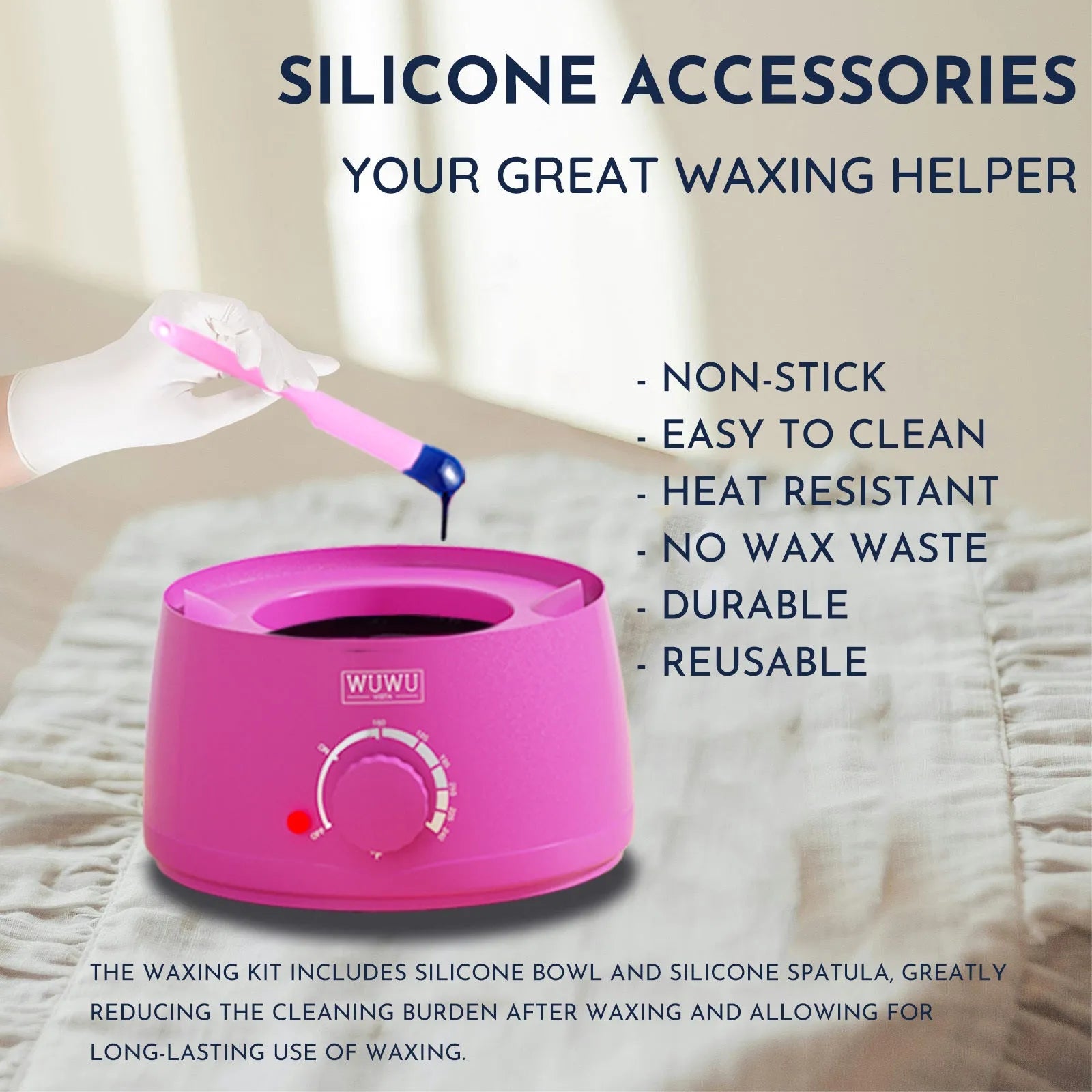 WUWUVISTA professional waxing kit with black wax warmer, coloured hard wax beads, applicators and aftercare products