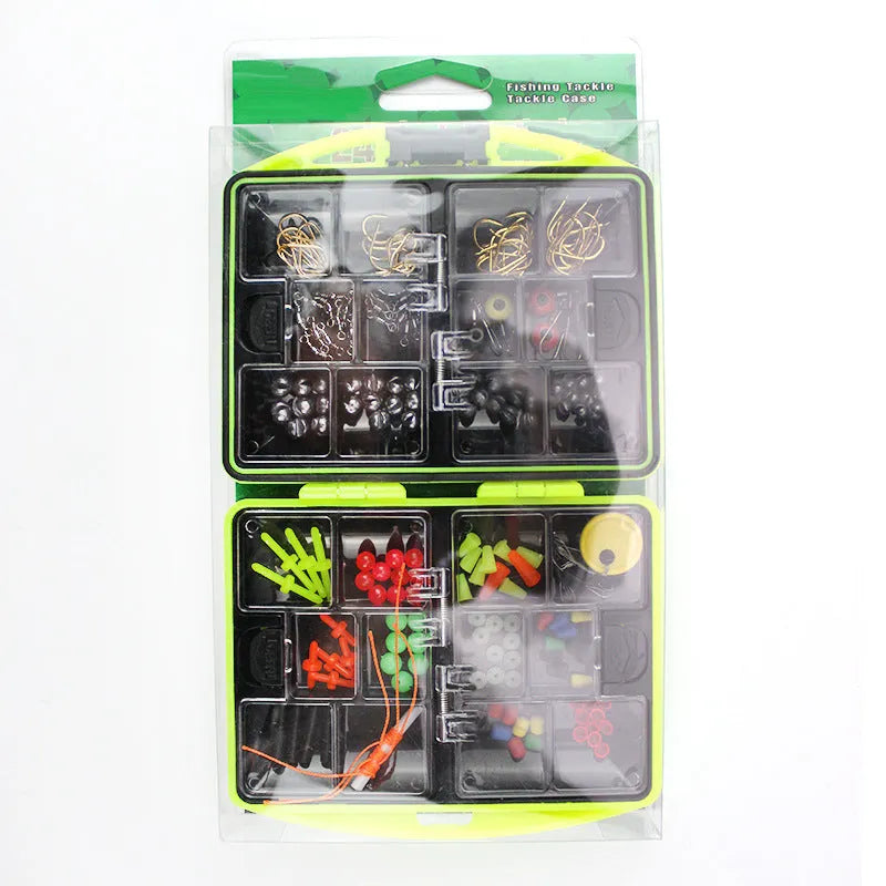 Rock fishing accessories combination kit with 184 pieces on a blister card.