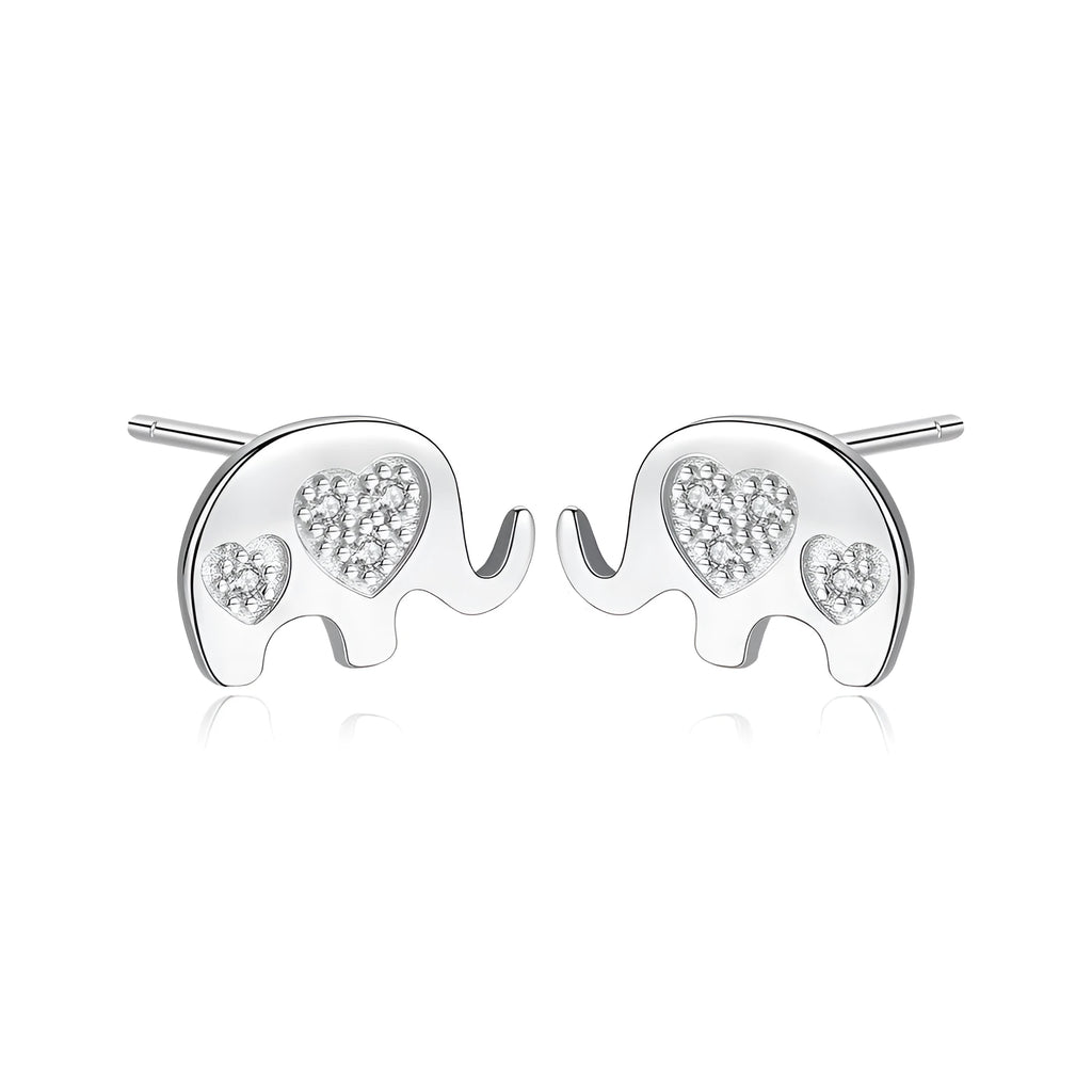 Geometric Korean silver earrings with gem setting measuring 0.6cm by 0.9cm in gold or silvery colour