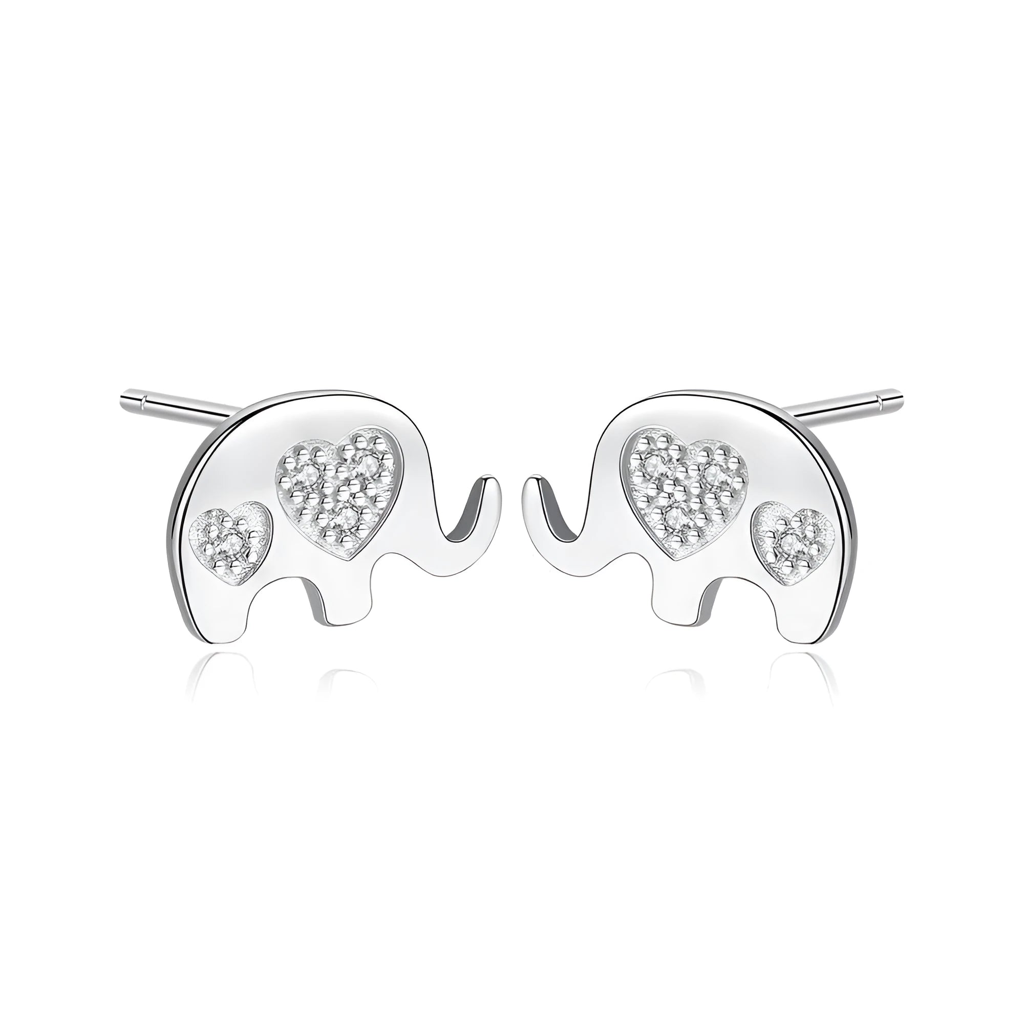 Geometric Korean silver earrings with gem setting measuring 0.6cm by 0.9cm in gold or silvery colour