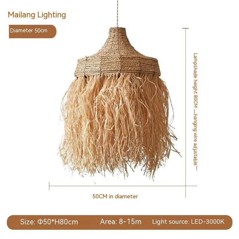 50cm diameter southeast Asia style restaurant chandelier with wild vetch and willow weaving