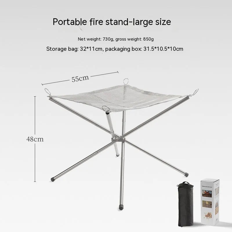 Stainless steel barbecue grill with cooking net for outdoor use in silver finish
