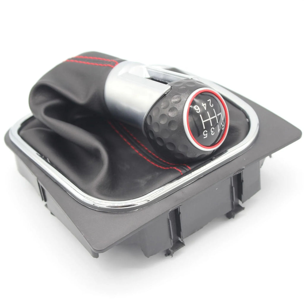 Black leather gear lever handball with dust boot for Volkswagen Golf 5 6 7 manual transmission