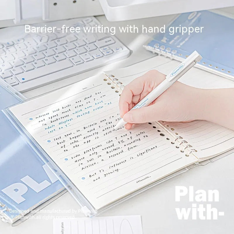 Transparent A5 PVC storage case for loose notebook pages in blue colour