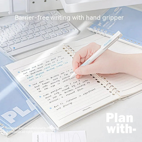 Transparent A5 PVC storage case for loose notebook pages in blue colour