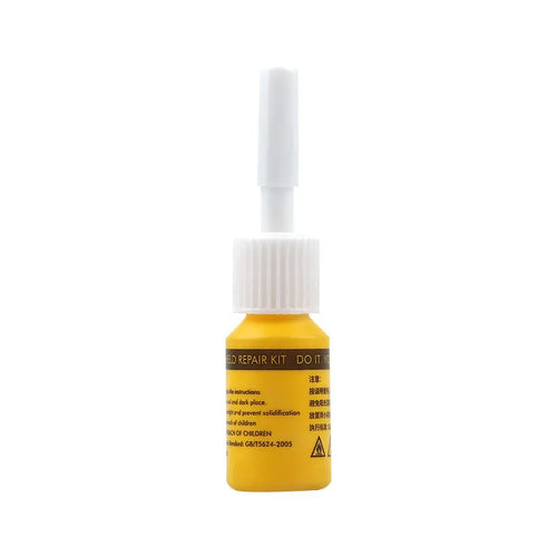 Yellow three-piece car glass repair agent tool set for windshield chip and crack repair