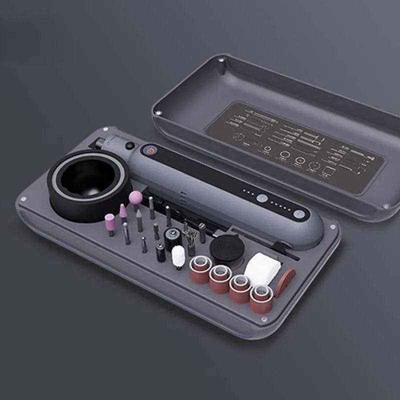 Electric grinder set with lithium battery and five-speed adjustment for carving and polishing