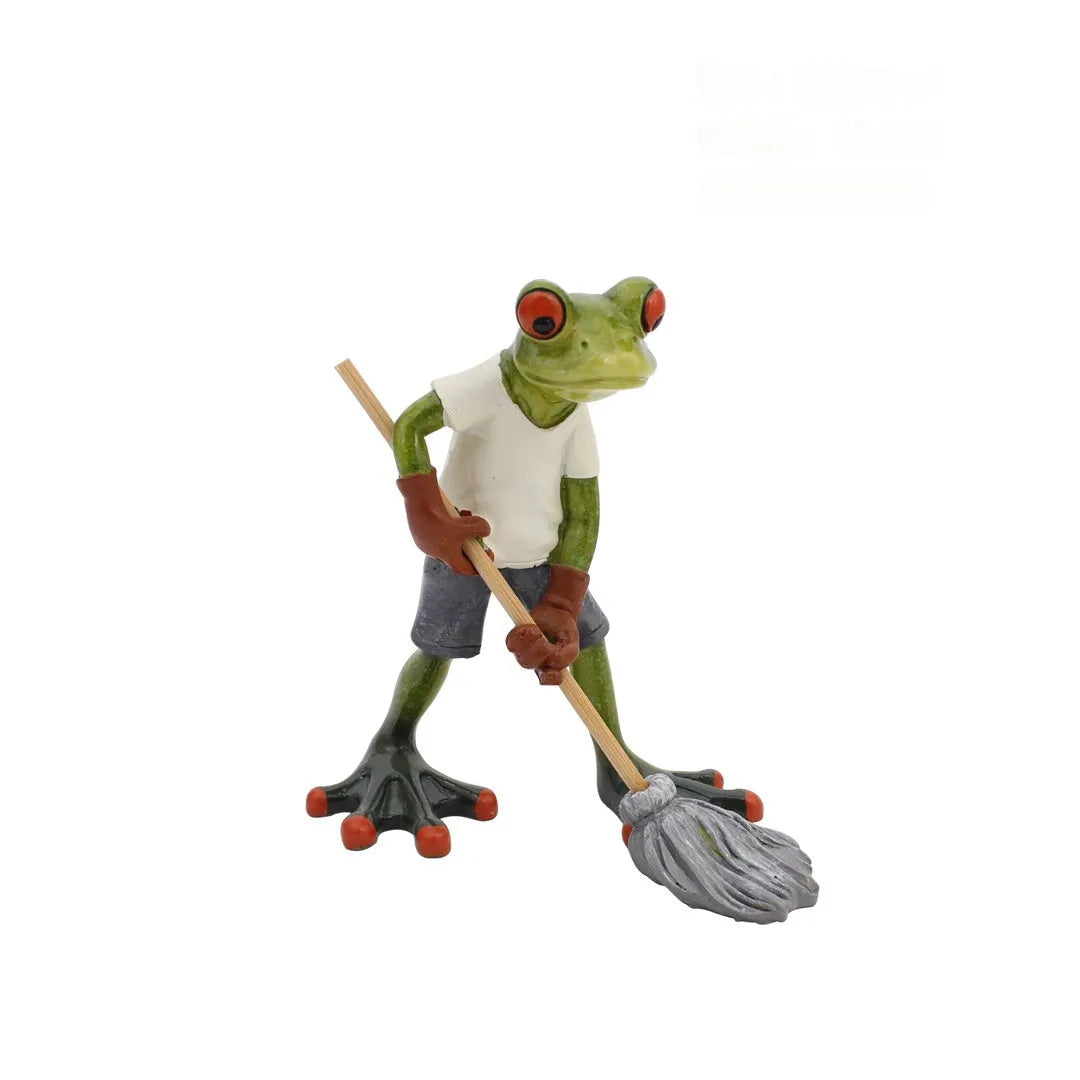 Pastoral style synthetic resin frog ornament for living room and study home decoration