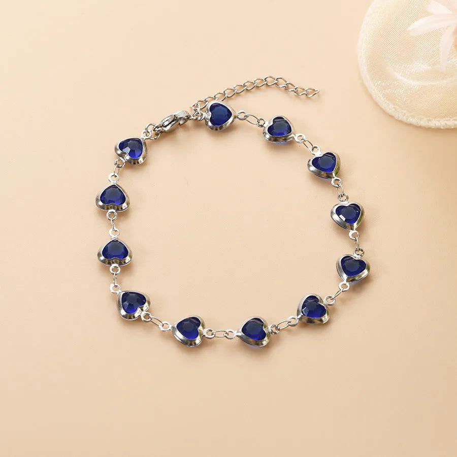 Stainless steel geometric heart bracelet in multiple colour options