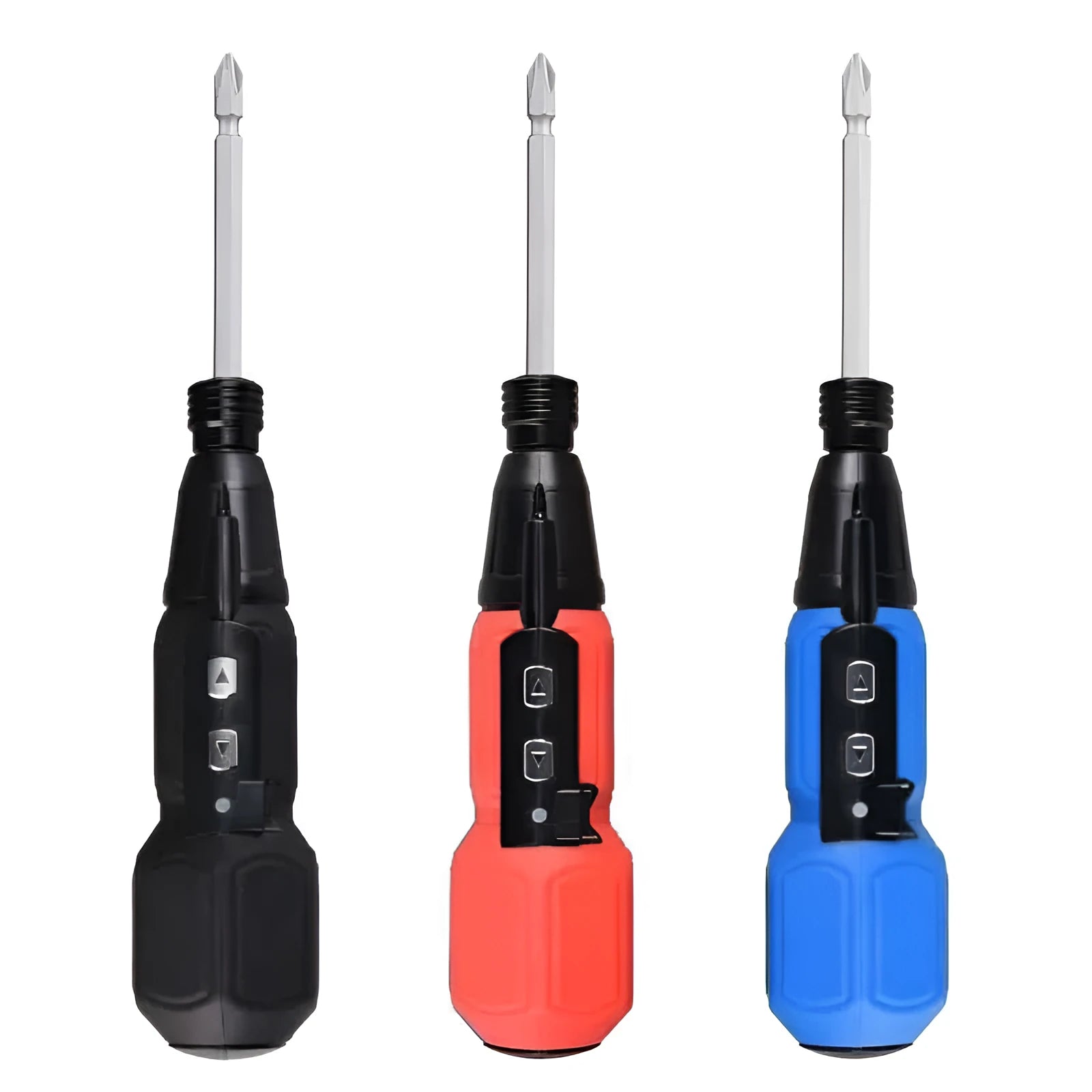 Black electric screwdriver with straight alloy steel handle showing 36V lithium battery power