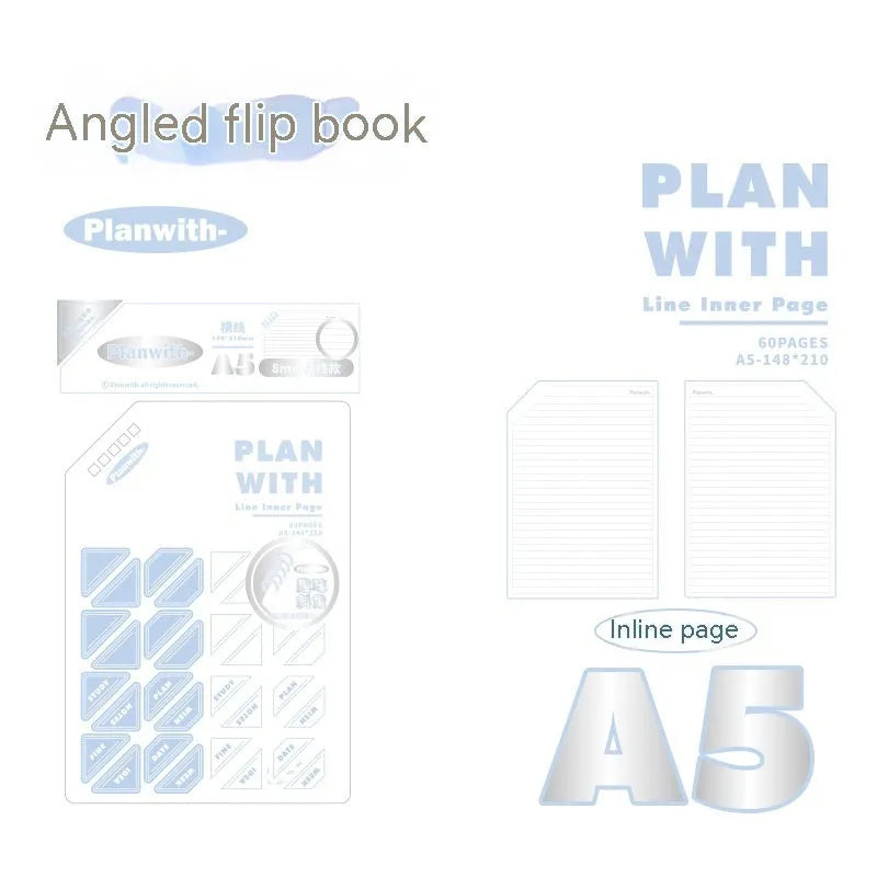Artsy Ins Style Salt Series oblique angle student draft notebook in A5 or B5 size with white pages.