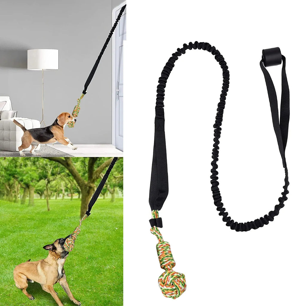 Twisted cotton dog tug of war rope toy in black, grey, and red colour options