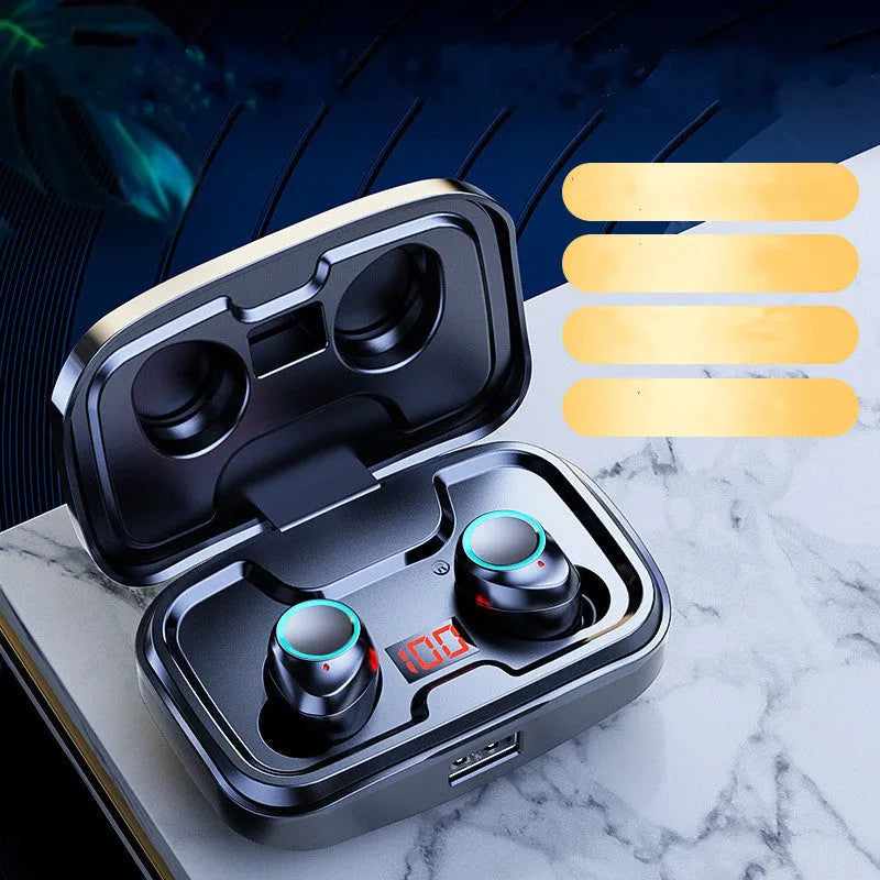 Wireless in-ear headphones with Bluetooth 5.0 in black, blue, and red colour options