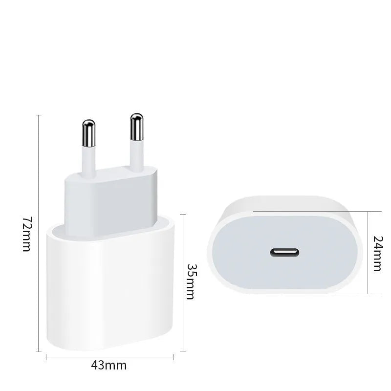 PD20W mobile phone charger with USB port in American and European plug styles