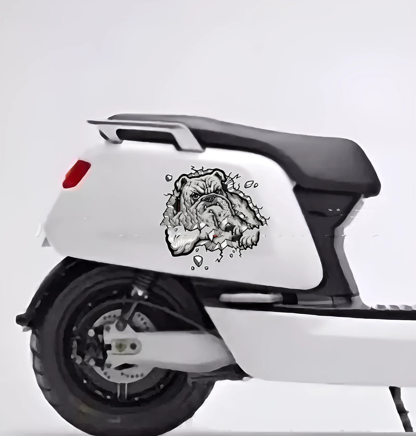 Grey dog pattern motorcycle decorative sticker with customisable size dimensions