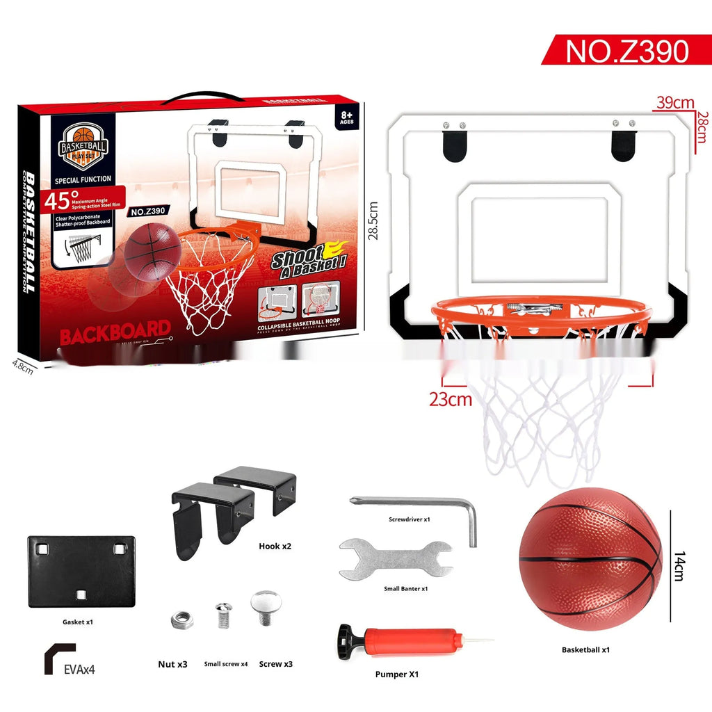 Folding basketball frame with dunk scoring function and punch-free suction cup mounting system