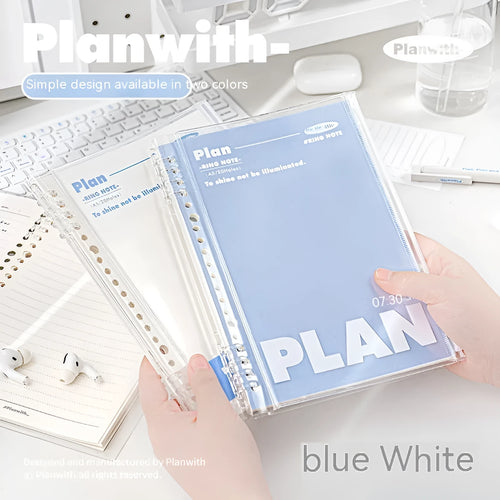 Transparent A5 PVC storage case for loose notebook pages in blue colour