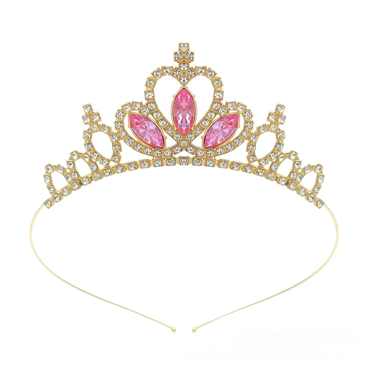Girl's metallic alloy princess crown headdress in gold finish.