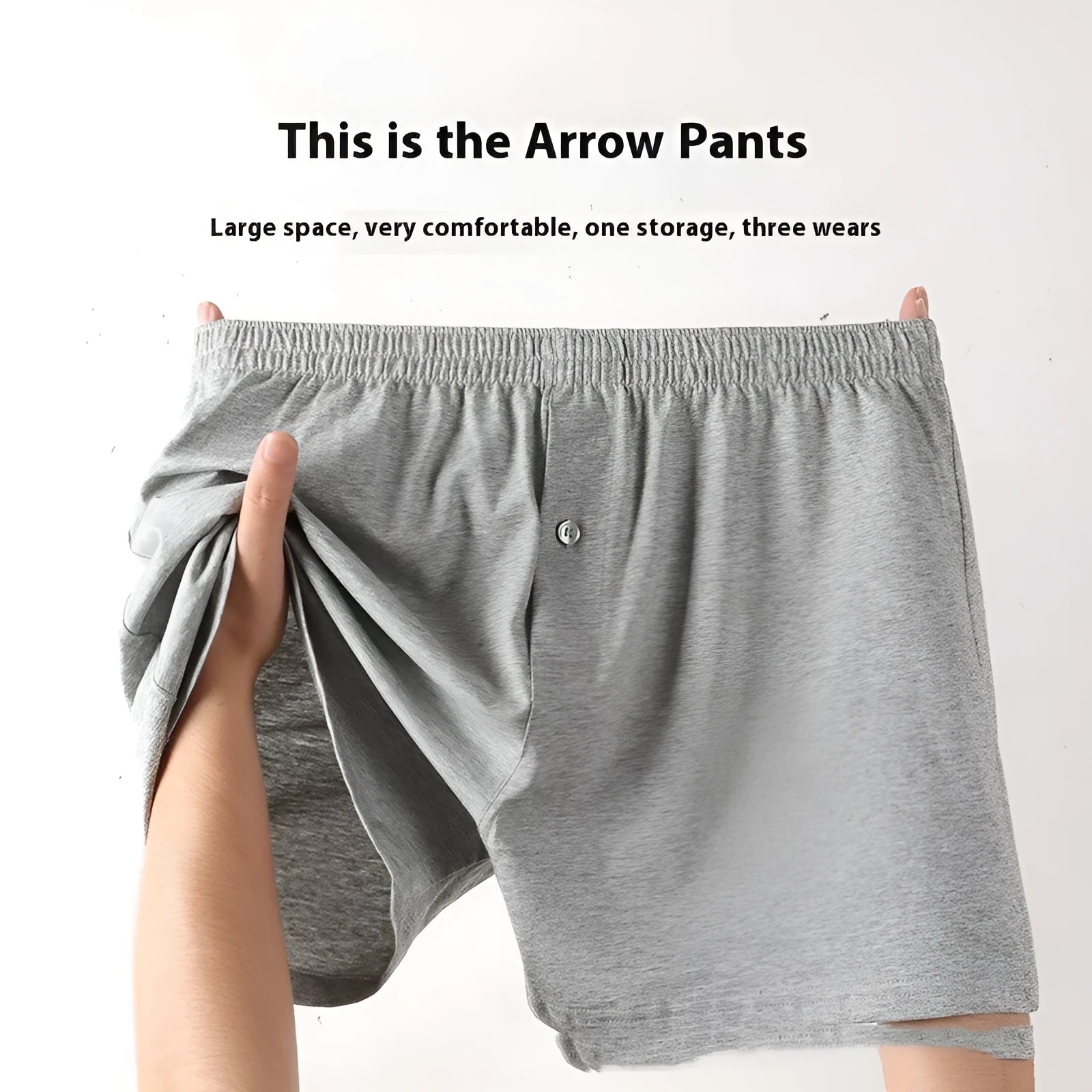 Men's loose fit cotton boxer shorts in light grey, navy blue and black colours with high waist design