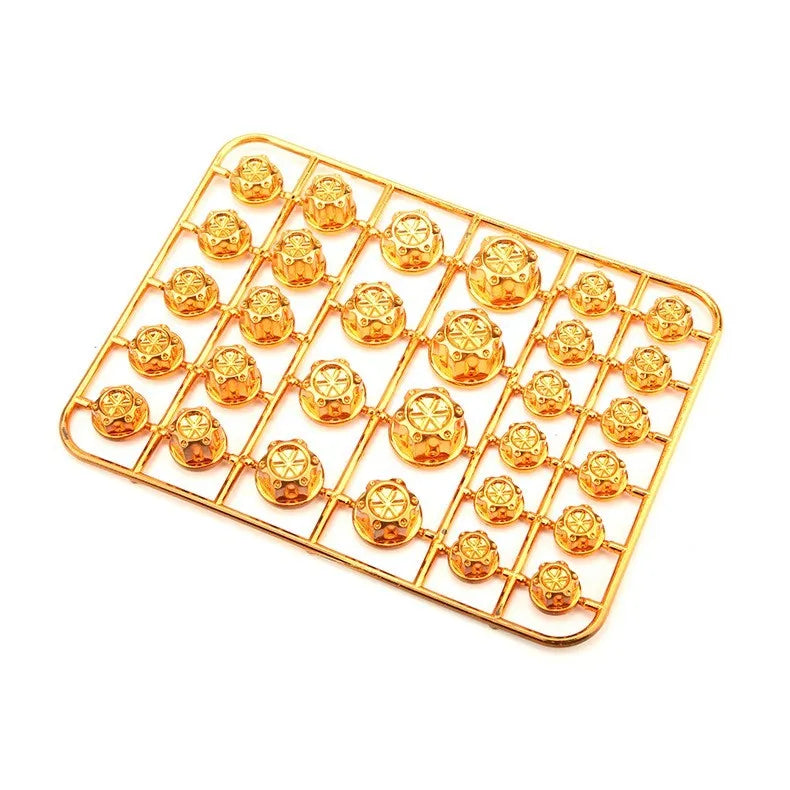 Set of 30 coloured ABS plastic motorcycle screw covers for engine customisation.