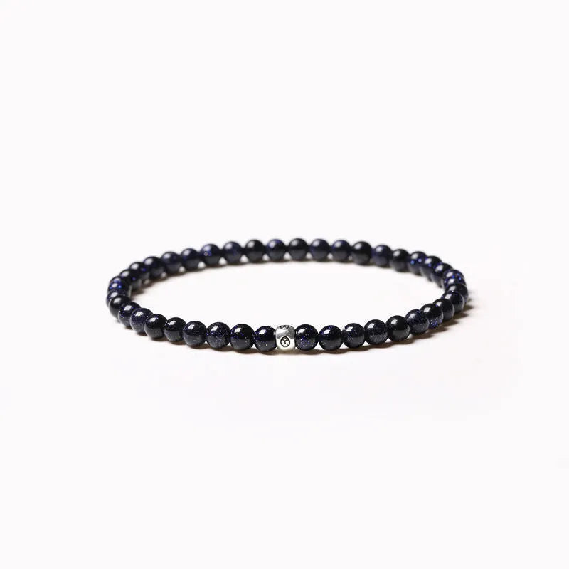 Black agate obsidian blue san stone bracelet geometric design electroplated finish