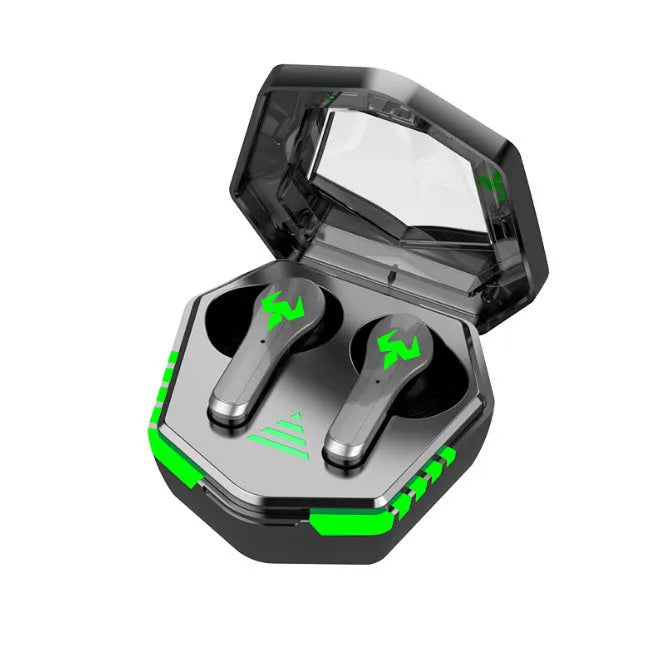Black N35 wireless Bluetooth in-ear gaming headset showing earpieces.