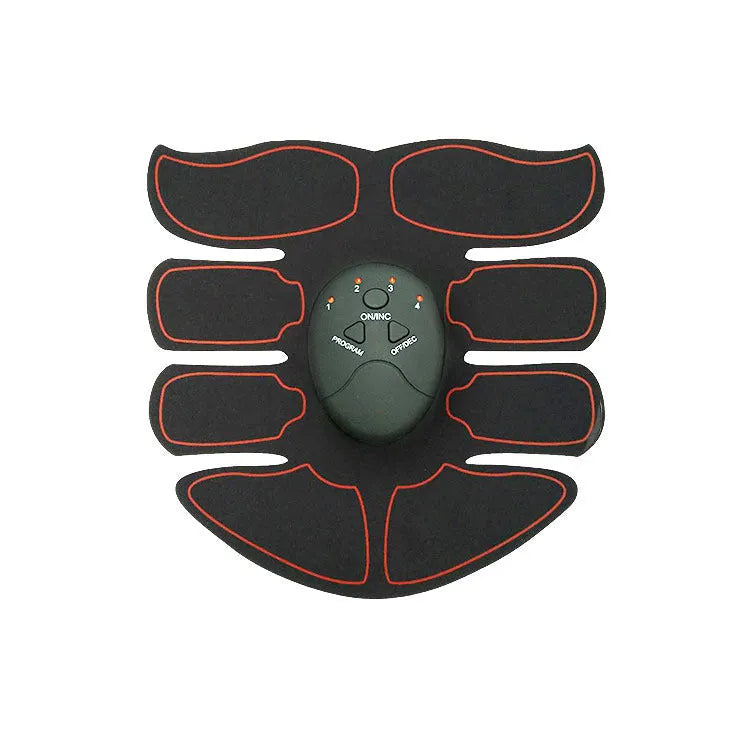 Abdominal muscle stimulator patch set with digital display and blue, red, yellow edge colour options