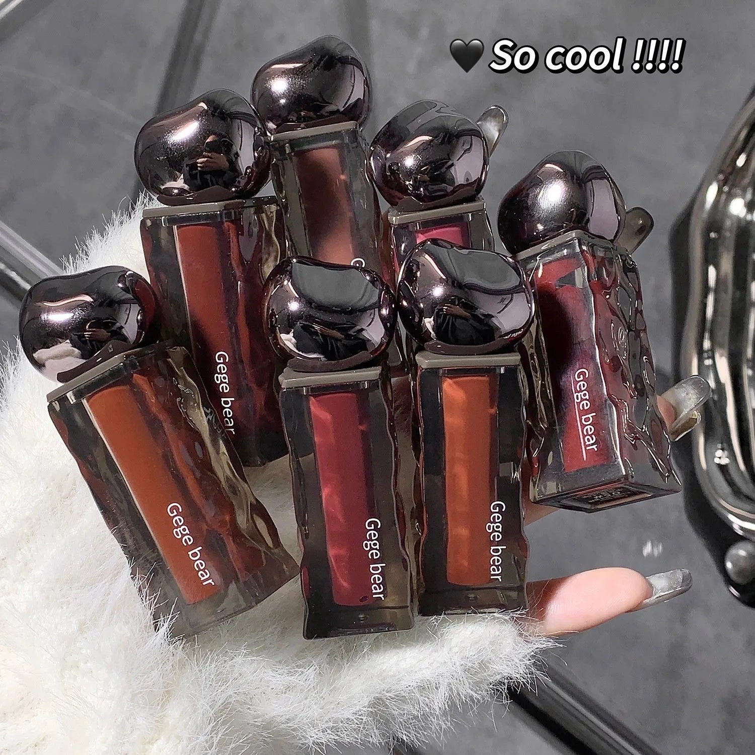 Glacier Lava Lip Lacquer water light mirror makeup lip gloss showing reflective finish