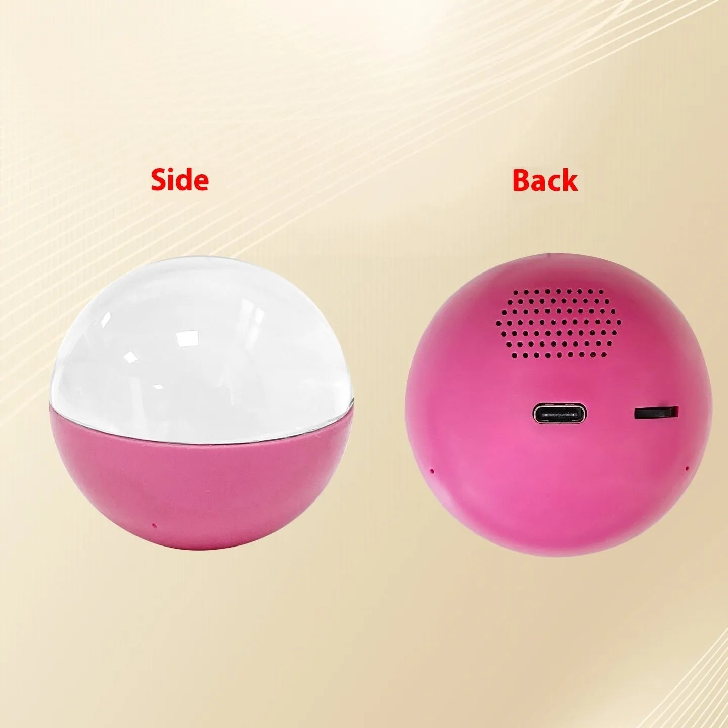 Electronic ball video player with round colour screen and dial control in choice of five colours