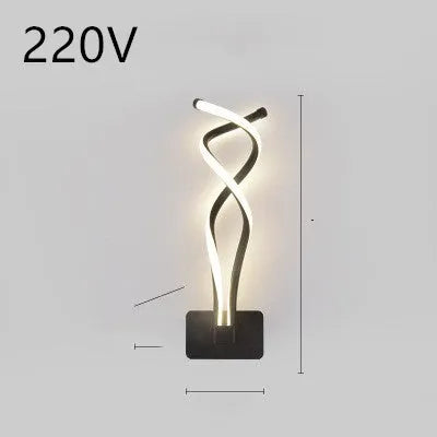 Minimalist Nordic-style LED wall lamp mounted on a wall, shown in a black finish with a soft glow.