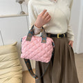 Soft Oxford cloth messenger bag with embroidered rhombus details in urban simplicity style