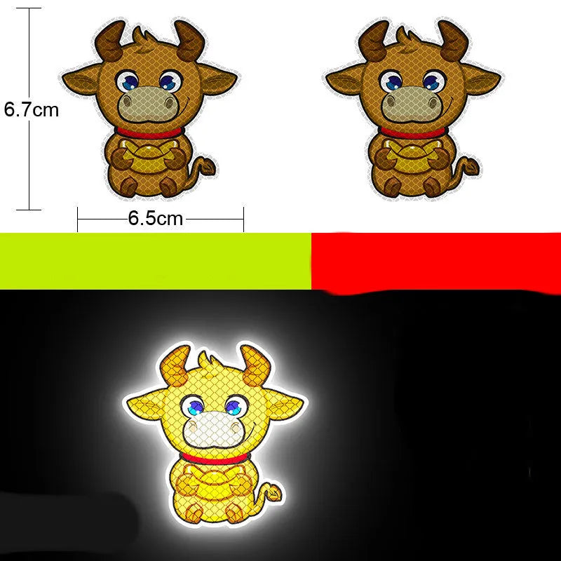 Pair of diamond-grade reflective warning stickers for vehicles measuring 9cm by 5cm