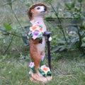 Straw hat mongoose garden ornament figurine with plastic resin construction