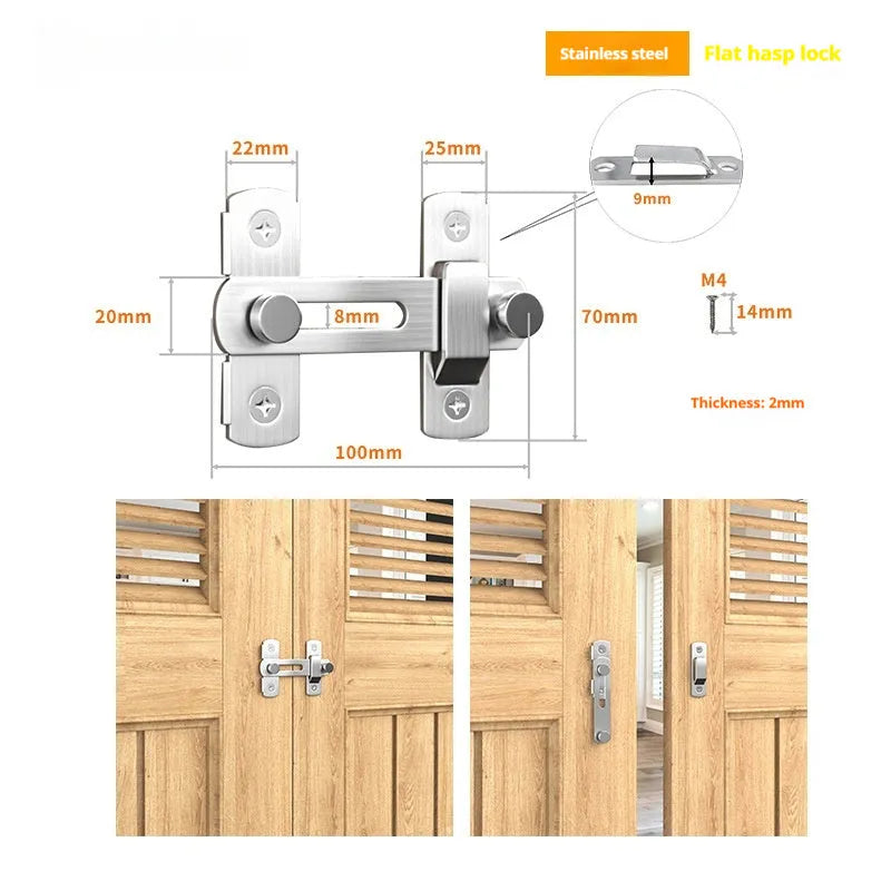 Warehouse hook sliding door lock with American-style hasp and 90-degree bracket design