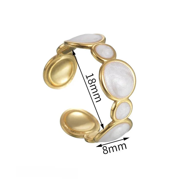 Geometric stainless steel ring with adjustable opening for women