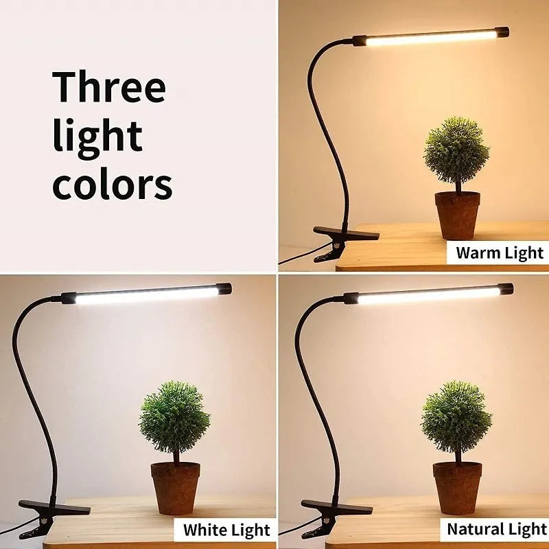 Black and white USB LED desk lamp with 26cm length for study areas