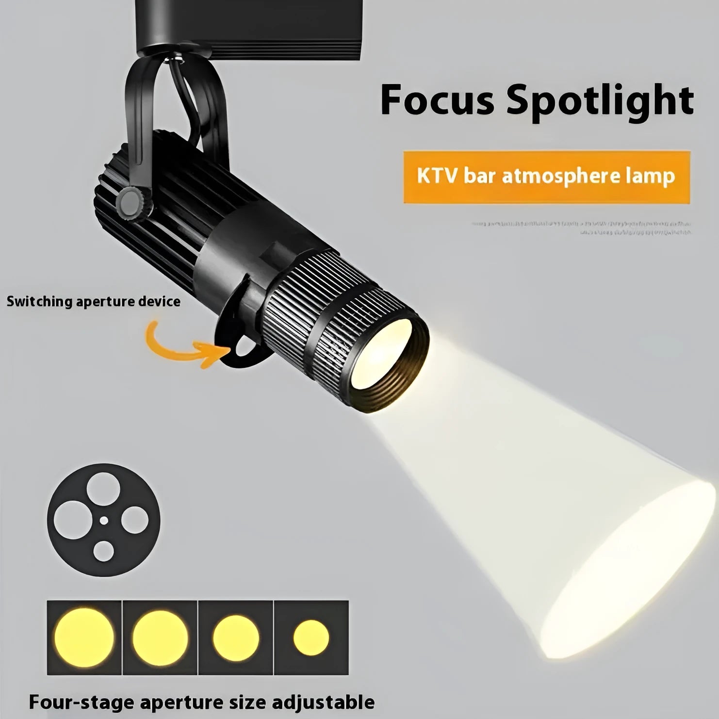 Black 20W LED surface-mounted spotlight with aluminium shell for restaurant ambient lighting
