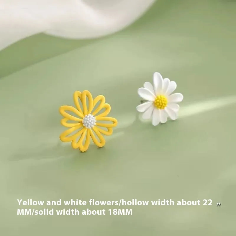 Flower stud earrings in blue orange, white green and yellow white colour combinations