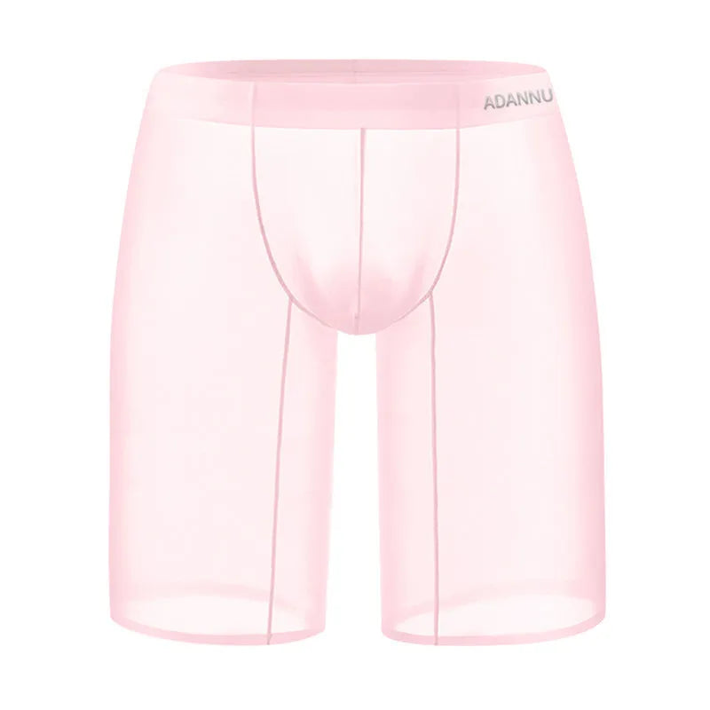 Men's solid-colour mesh shorts in black, shown laid flat to display seamless nylon knit fabric.