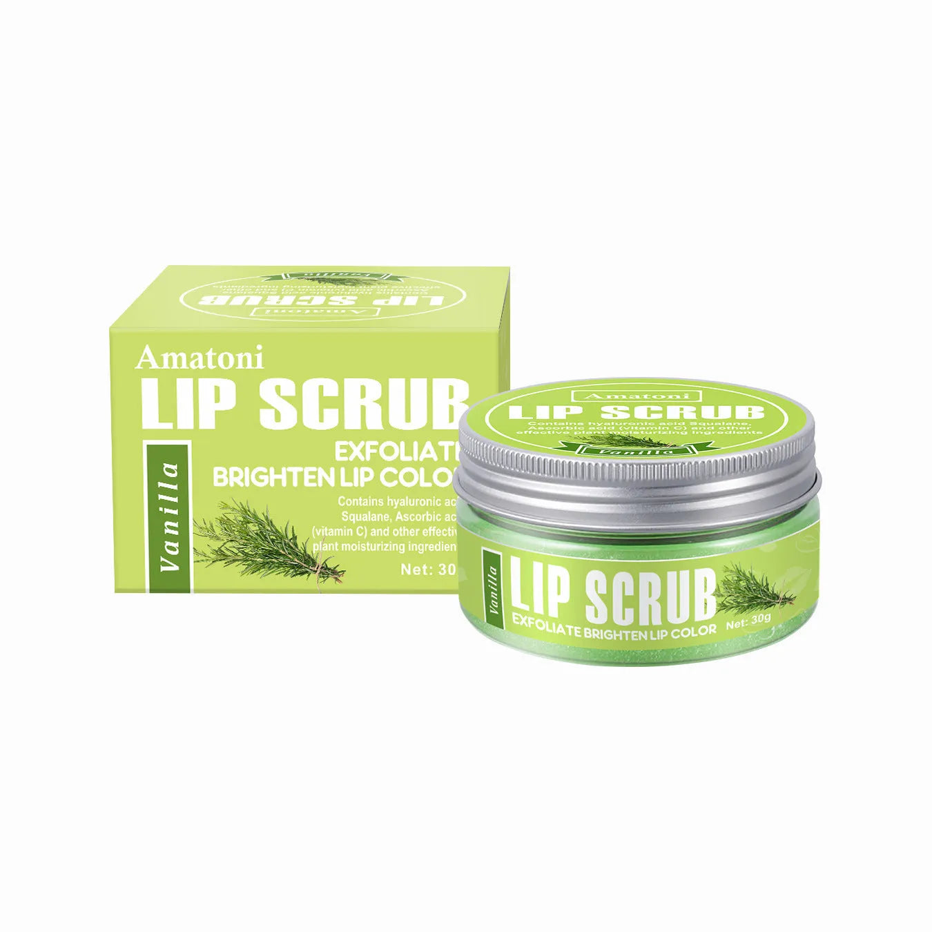 Amatoni fruit flavour lip scrub cream in a 30g container