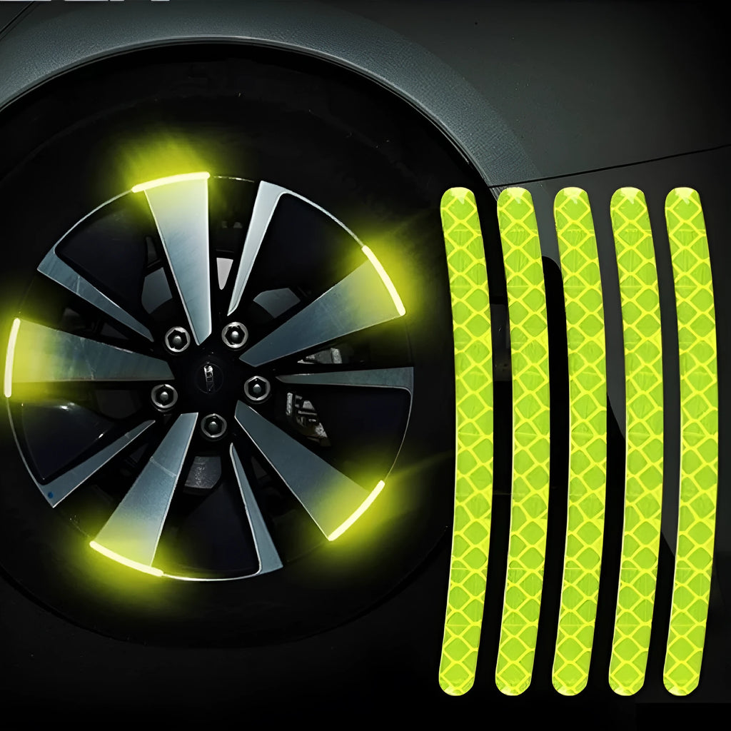 20-piece car wheel hub reflective stickers in multiple colours including luminous and rainbow options