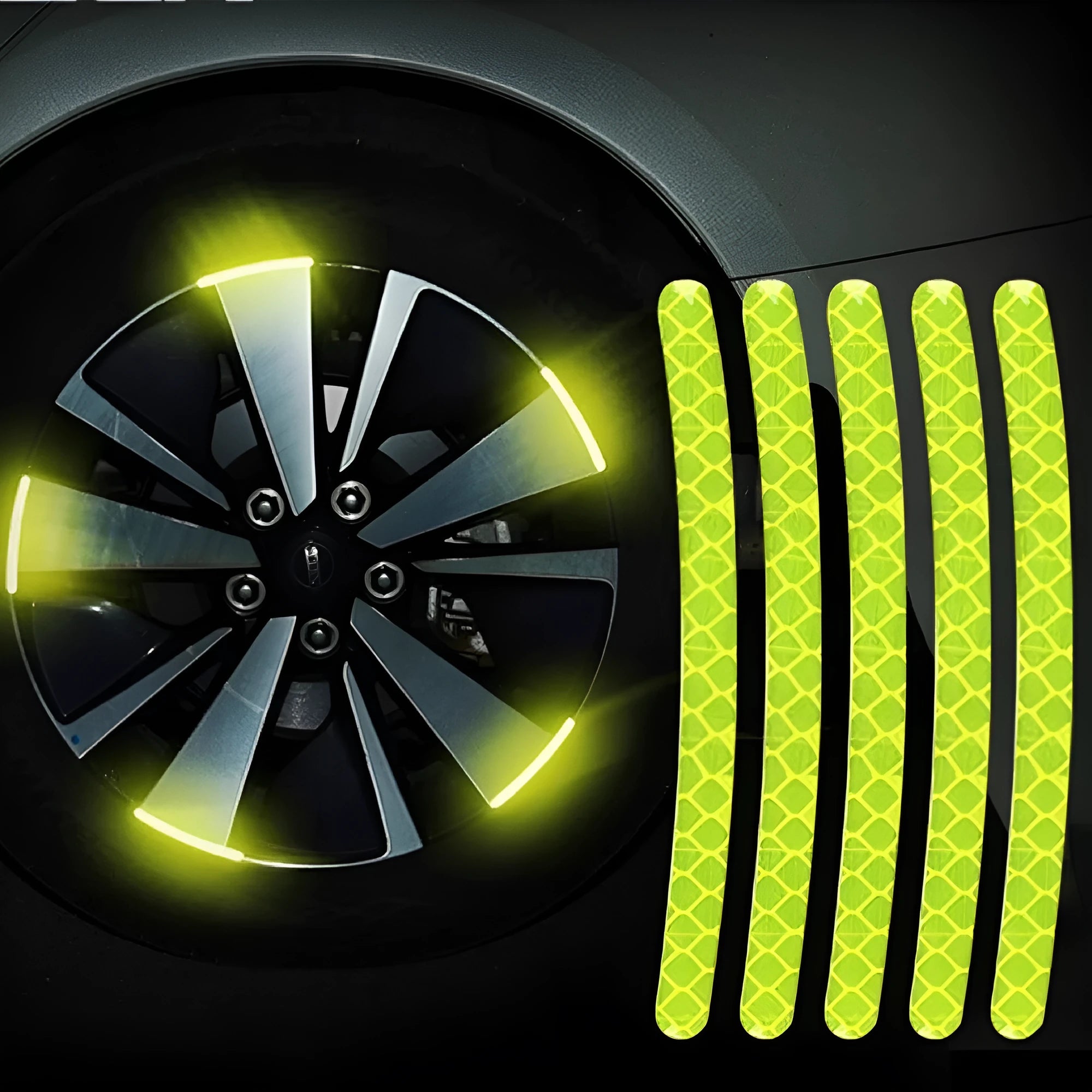 20-piece car wheel hub reflective stickers in multiple colours including luminous and rainbow options