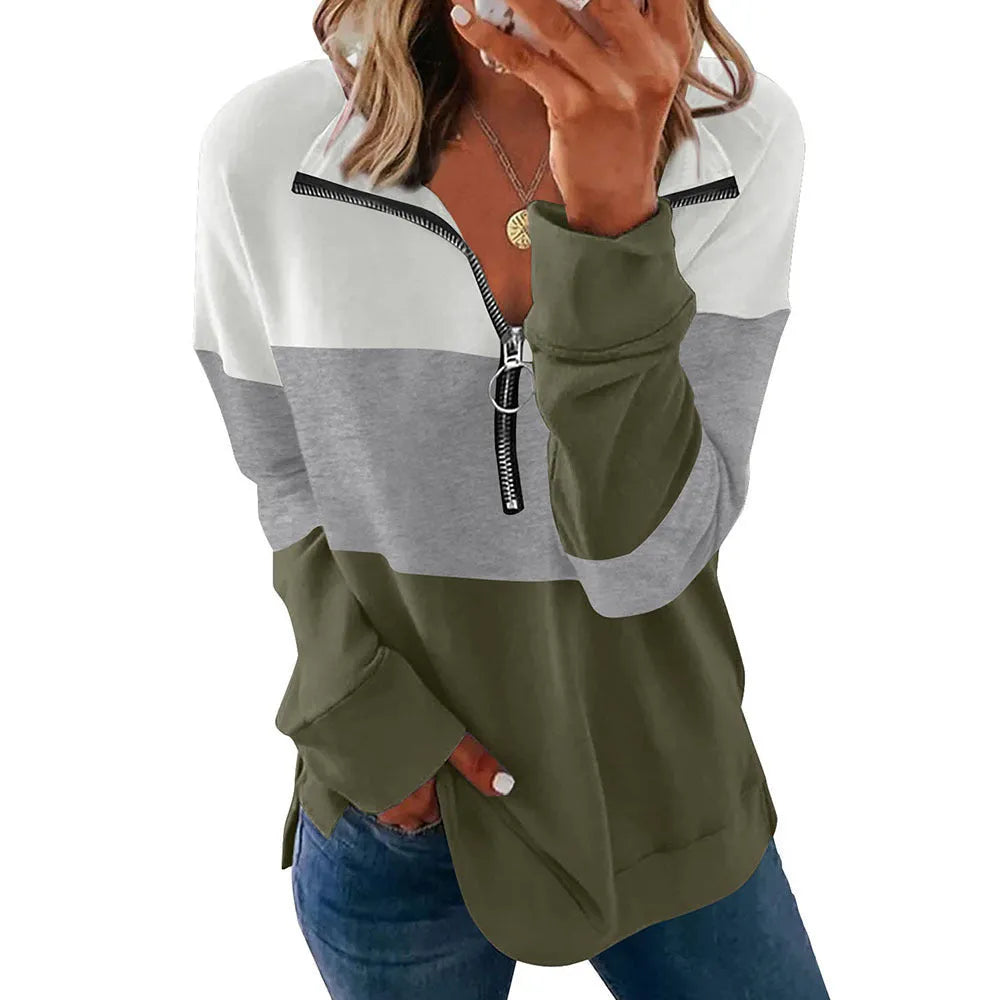 Women's loose long-sleeved leopard print sweater in polyester fabric