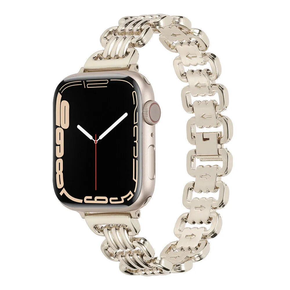 Alloy metal Apple watch bracelet in silver, black, gold, rose gold and starlight colour options