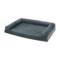 Light grey soft cloth dog kennel for large dogs showing its open front and low-sided design.