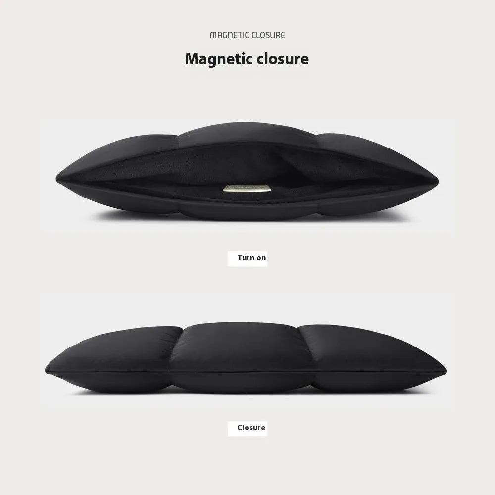 Soft fluffy polyester laptop sleeve in retro style with sewing thread detailing for 13 to 15.6 inch devices