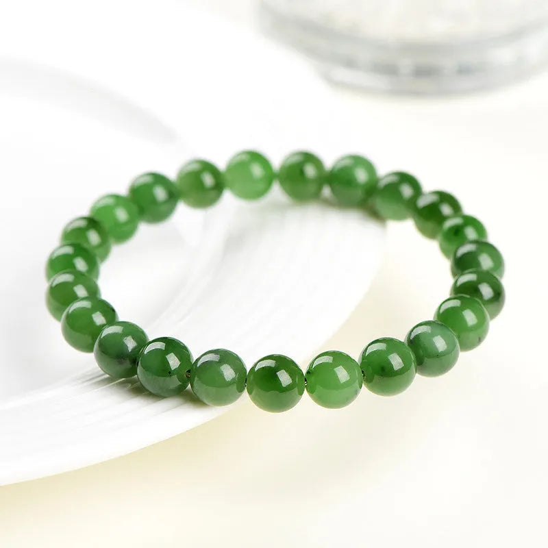 Natural Hetian jade bracelet with jasper stones in multiple bead size options