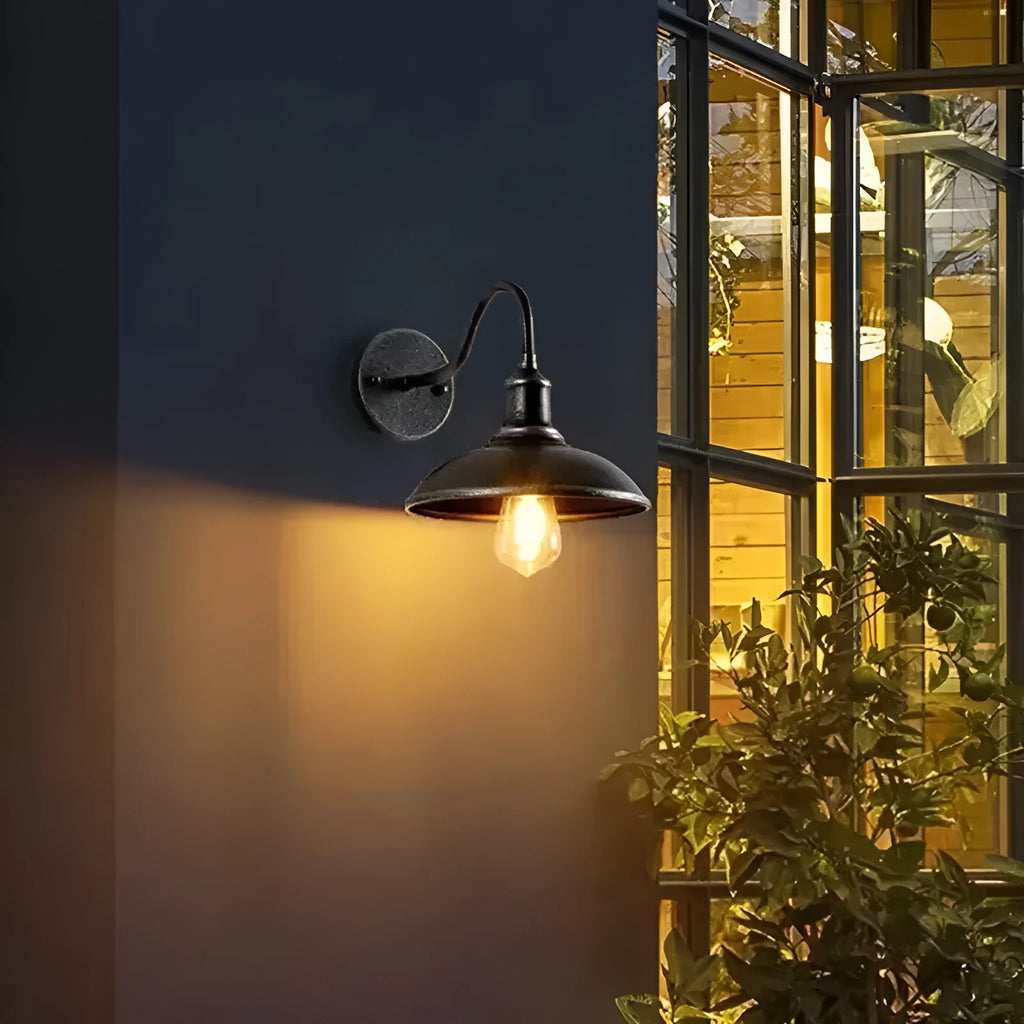 Retro villa courtyard wall lamp in copper or silver finish with modern simplicity design