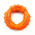 Blue durable plastic dog fetching stick toy with hollow centre for chewing and floating.